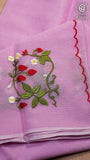 Pink Embroidery Kota Doria Summer Cotton Saree