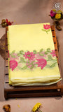 Yellow Embroidery Kota Doria Summer Cotton Saree