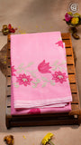 Pink  Embroidered Kota Doria Summer Cotton Saree