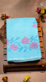 Blue Embroidered Kota Doria Summer Cotton Saree
