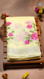 Yellow Pink Embroidered Kota Doria Summer Cotton Saree