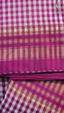 Purple and White Checkered Handloom Narayanpet Silk Cotton Saree
