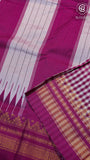 Purple and White Checkered Handloom Narayanpet Silk Cotton Saree