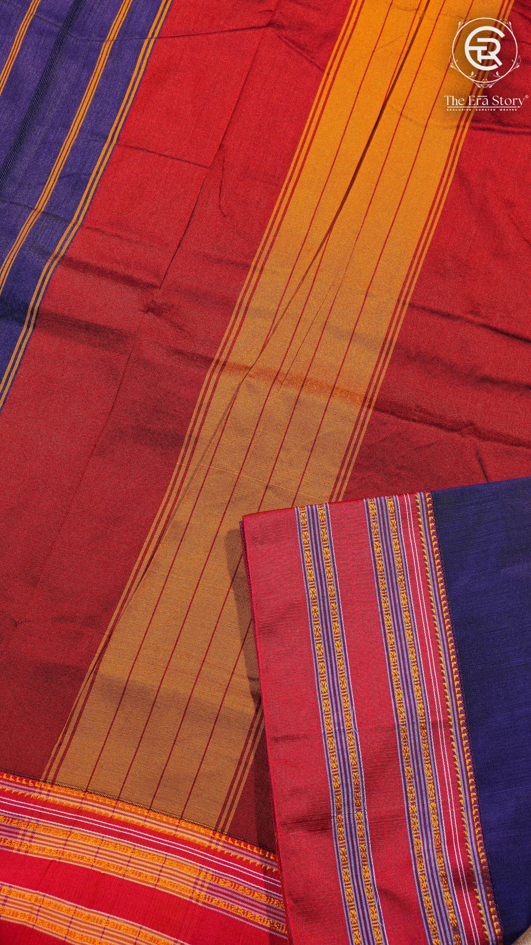 Violet & Red  Handloom Narayanpet Cotton Saree