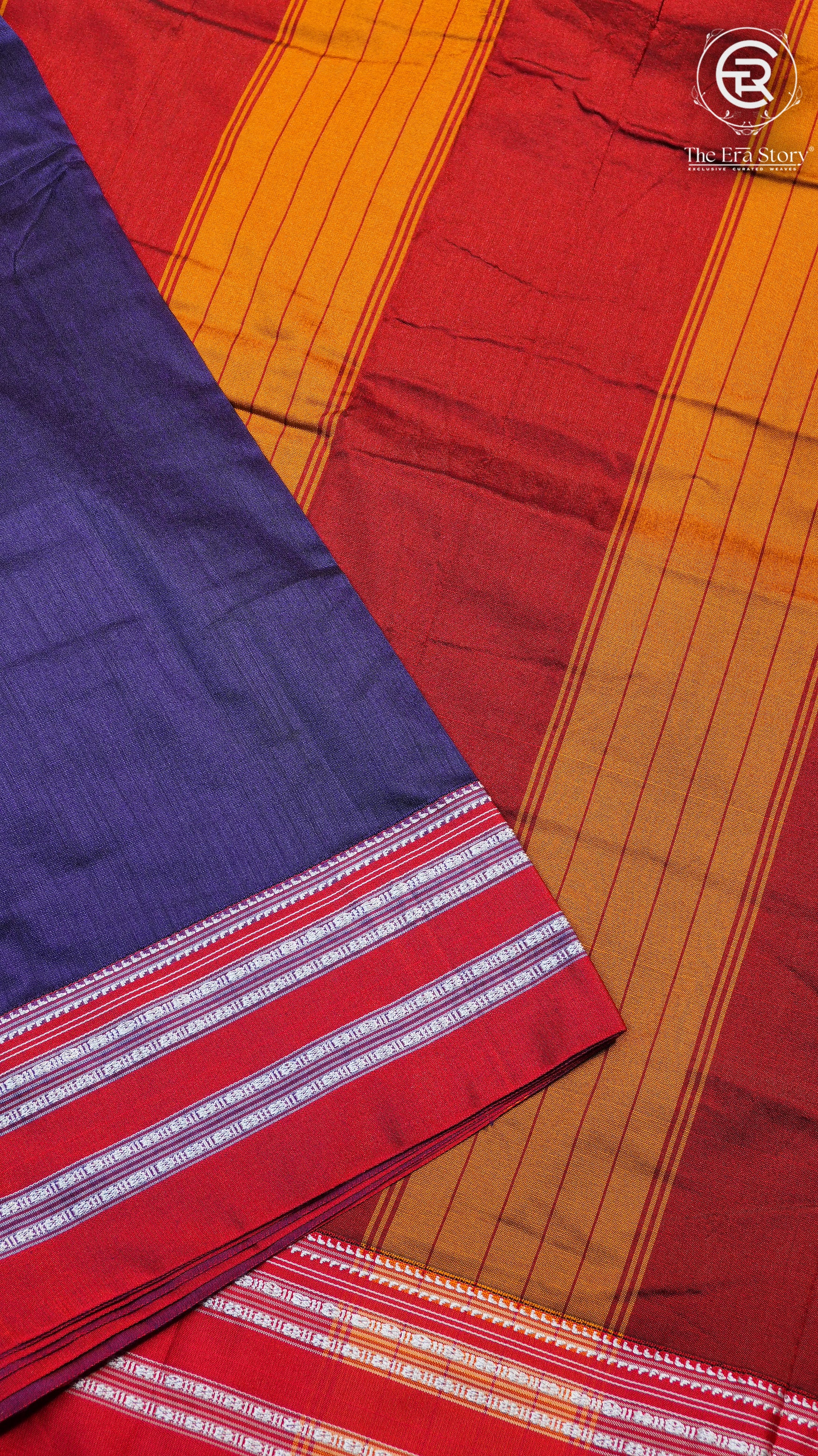 Purple & Red Handloom Narayanpet Cotton Saree