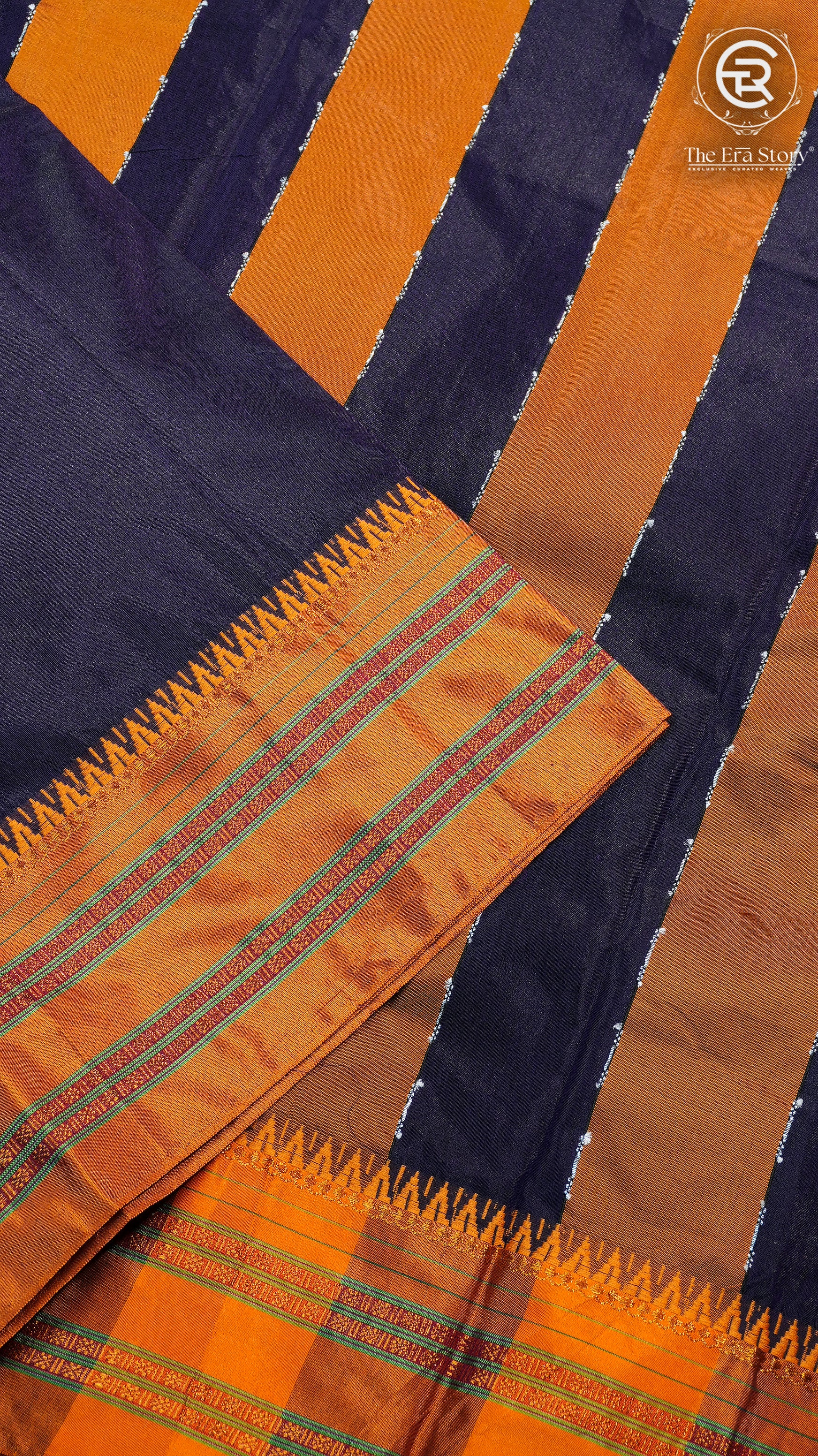 Burgundy & Yellow  Handloom Narayanpet Silk Cotton Saree