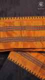Burgundy Brown & Yellow Handloom Narayanpet Silk Cotton Saree
