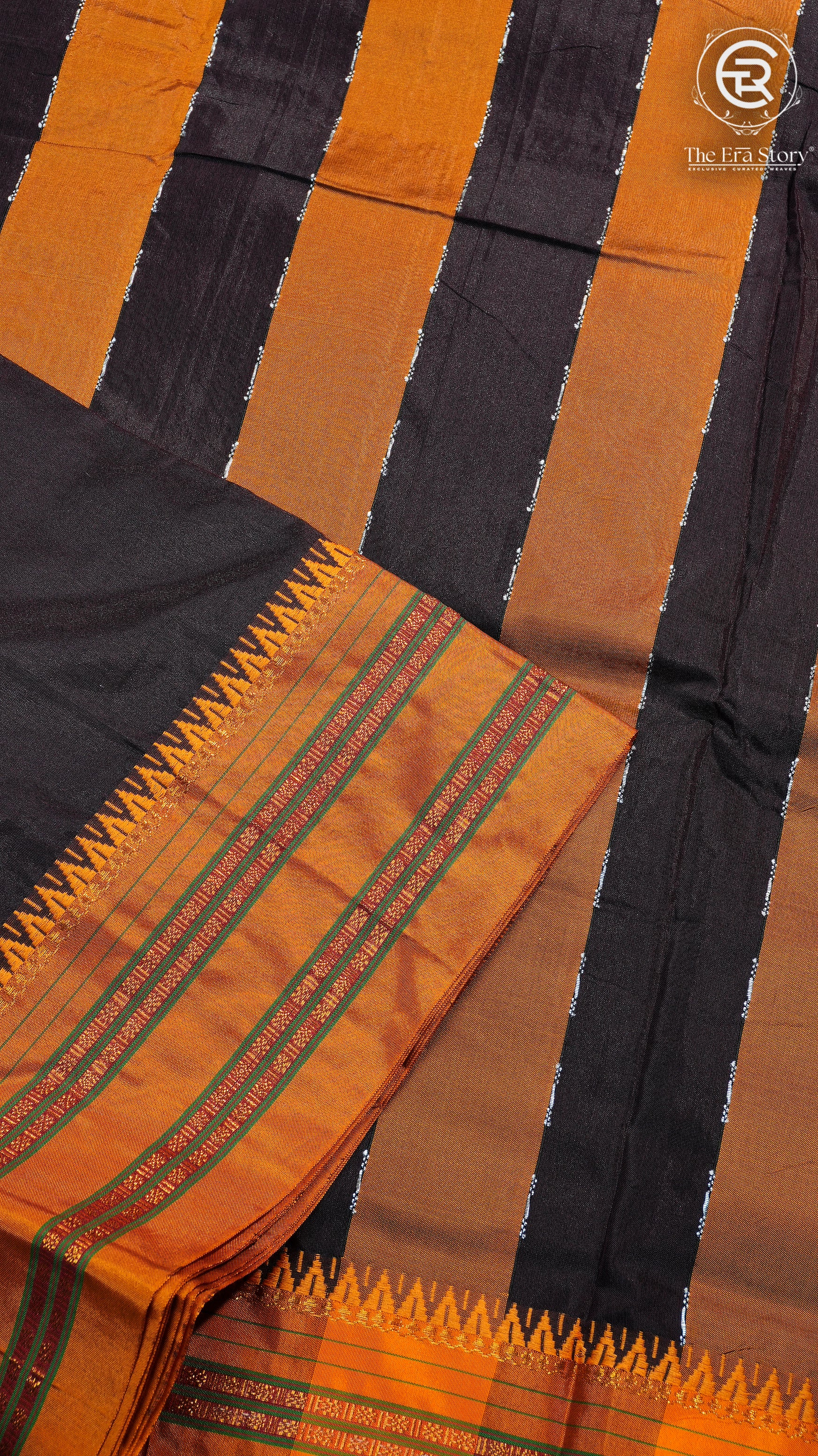 Eggplant Violet & Yellow Handloom Narayanpet Cotton Saree
