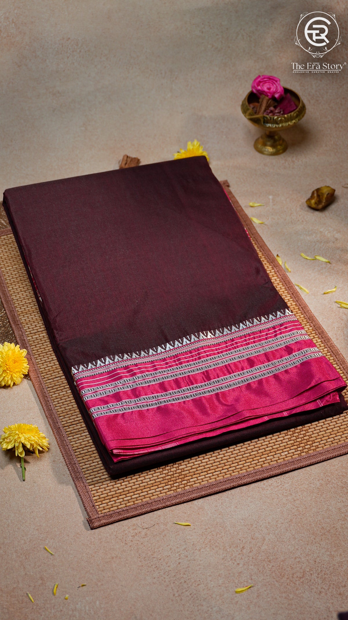 Maroon & Pink  Handloom Narayanpet Cotton Saree