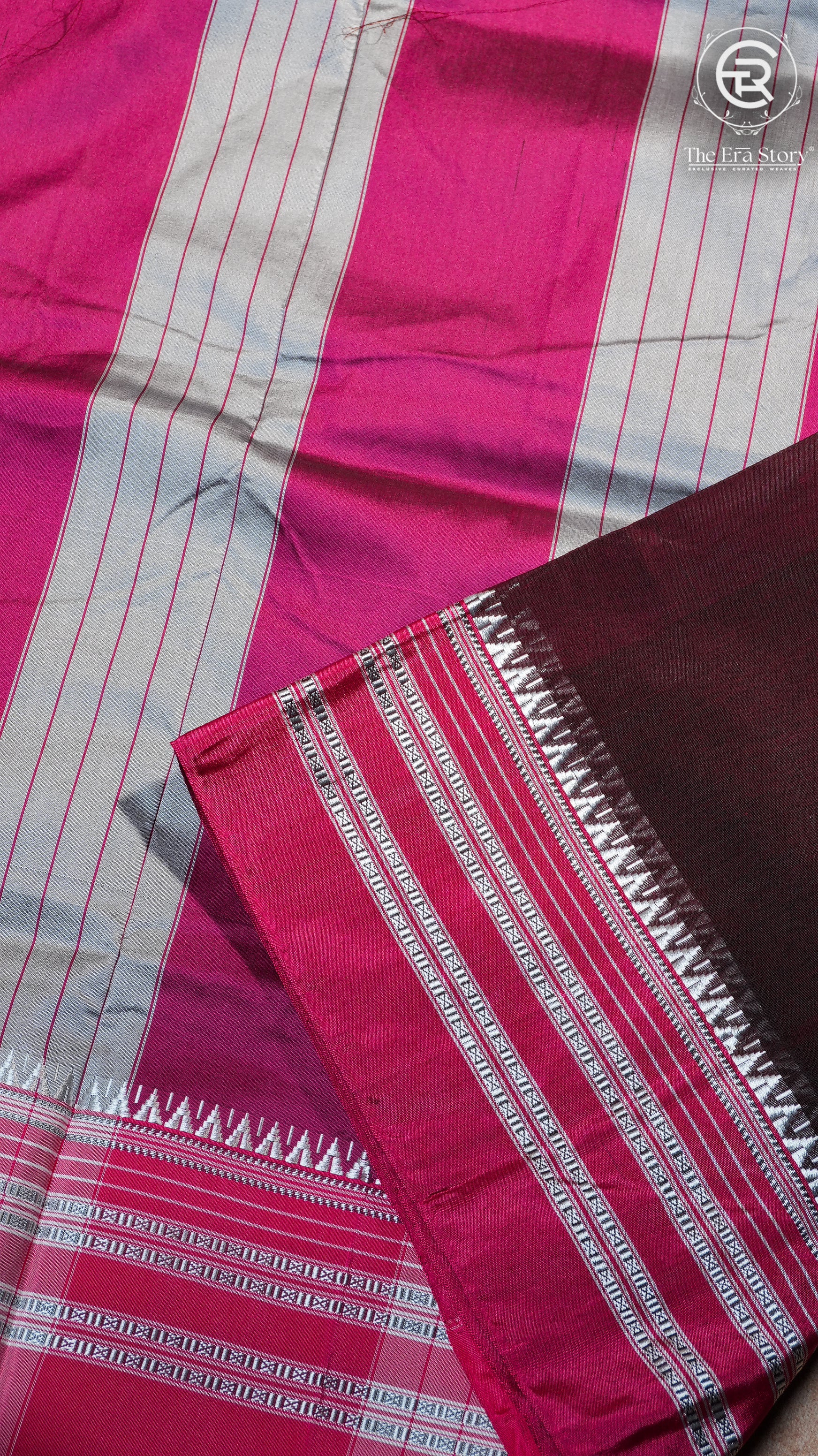 Maroon & Pink  Handloom Narayanpet Cotton Saree