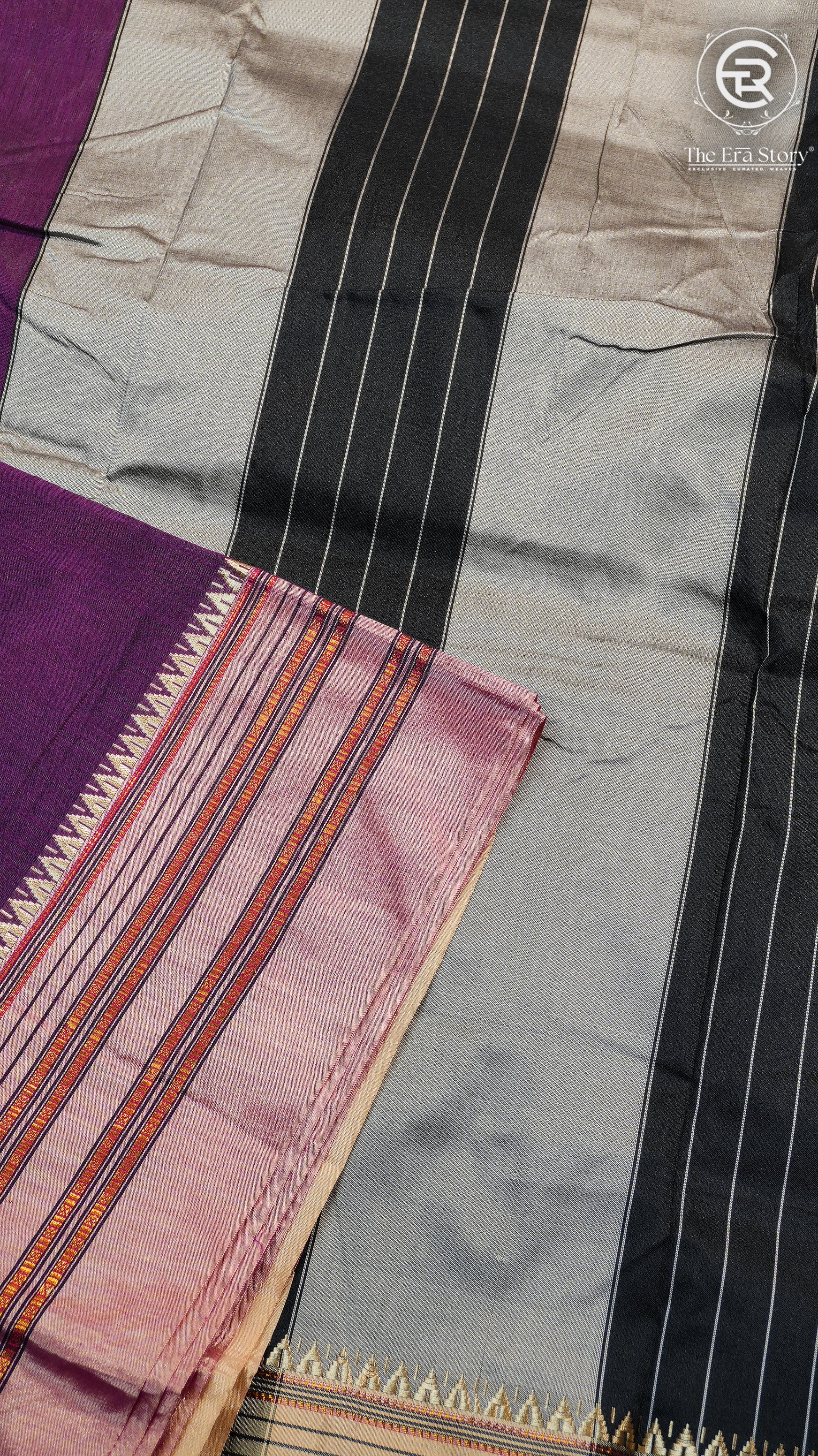 Violet & Pink Handloom Narayanpet Cotton Saree