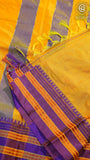 Yellow & Violet Handloom Narayanpet Cotton Saree
