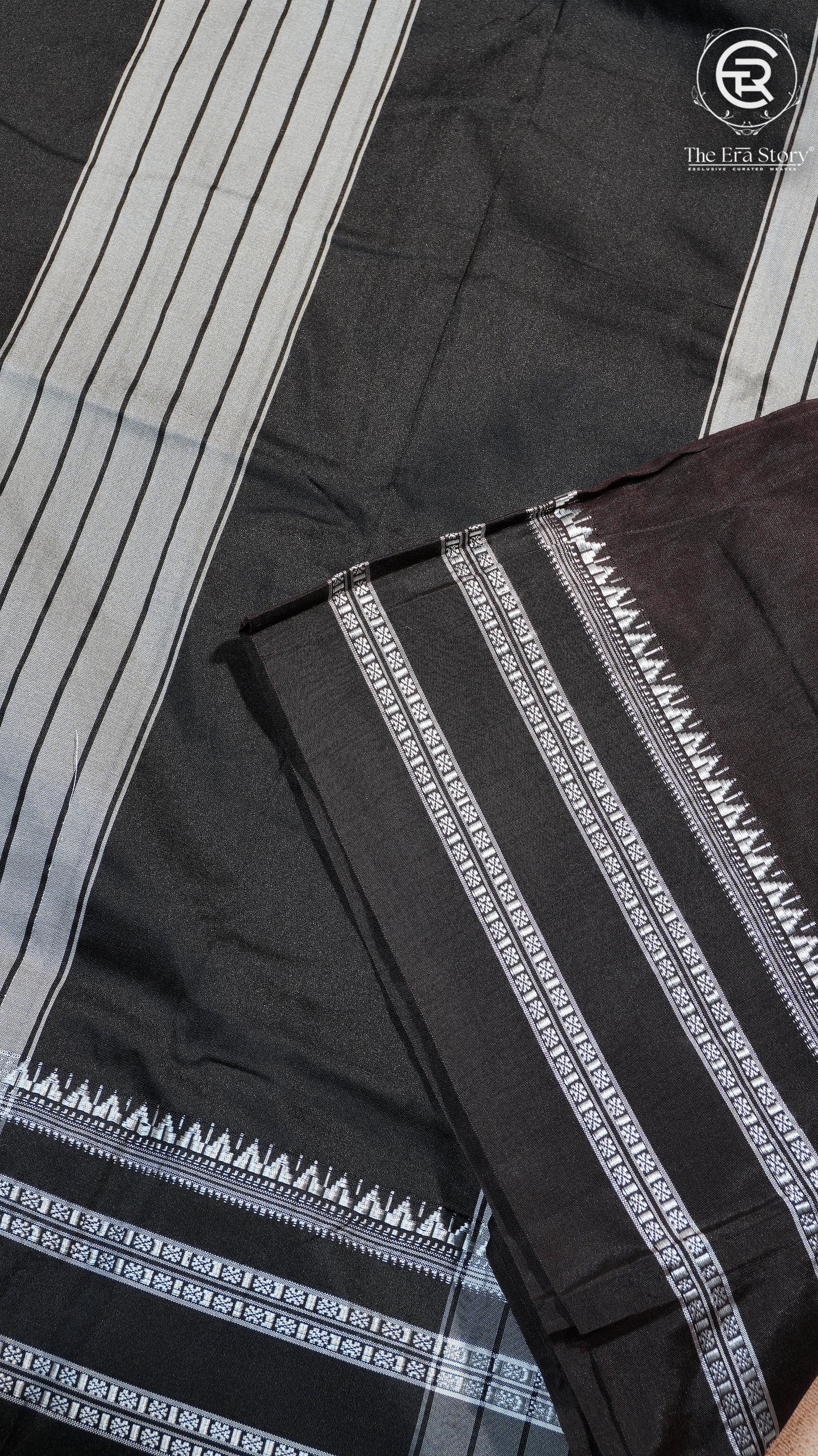 Brown & Black  Handloom Narayanpet Cotton Saree