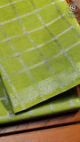 Green Line Patterned Peacock Sungadi Pure Cotton Saree