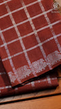 Maroon  Checkered Peacock Sungadi Pure Cotton Saree