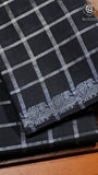 Black Silver Checkered Peacock Sungadi Pure Cotton Saree