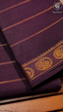 Violet Line Patterned Peacock Sungadi Pure Cotton Saree