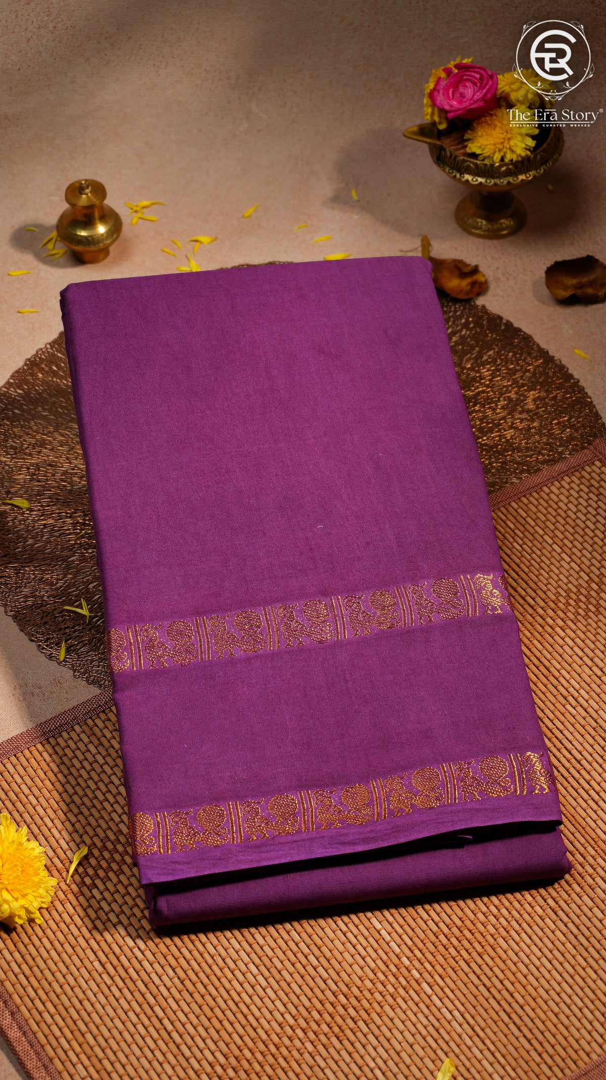 Violet Peacock Sungadi Pure Cotton Saree