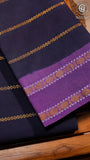 Black and Purple Line Patterned Sungadi Pure Cotton Saree