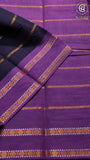 Black and Purple Line Patterned Sungadi Pure Cotton Saree