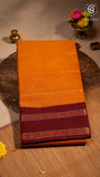 Yellow and Maroon Line Patterned Sungadi Pure Cotton Saree