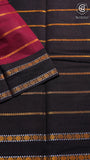 Black and Red Line Patterned Sungadi Pure Cotton Saree