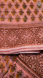 Peach Orange Floral Kota Doria Summer Cotton Saree