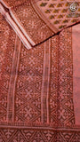 Peach Orange Floral Kota Doria Summer Cotton Saree
