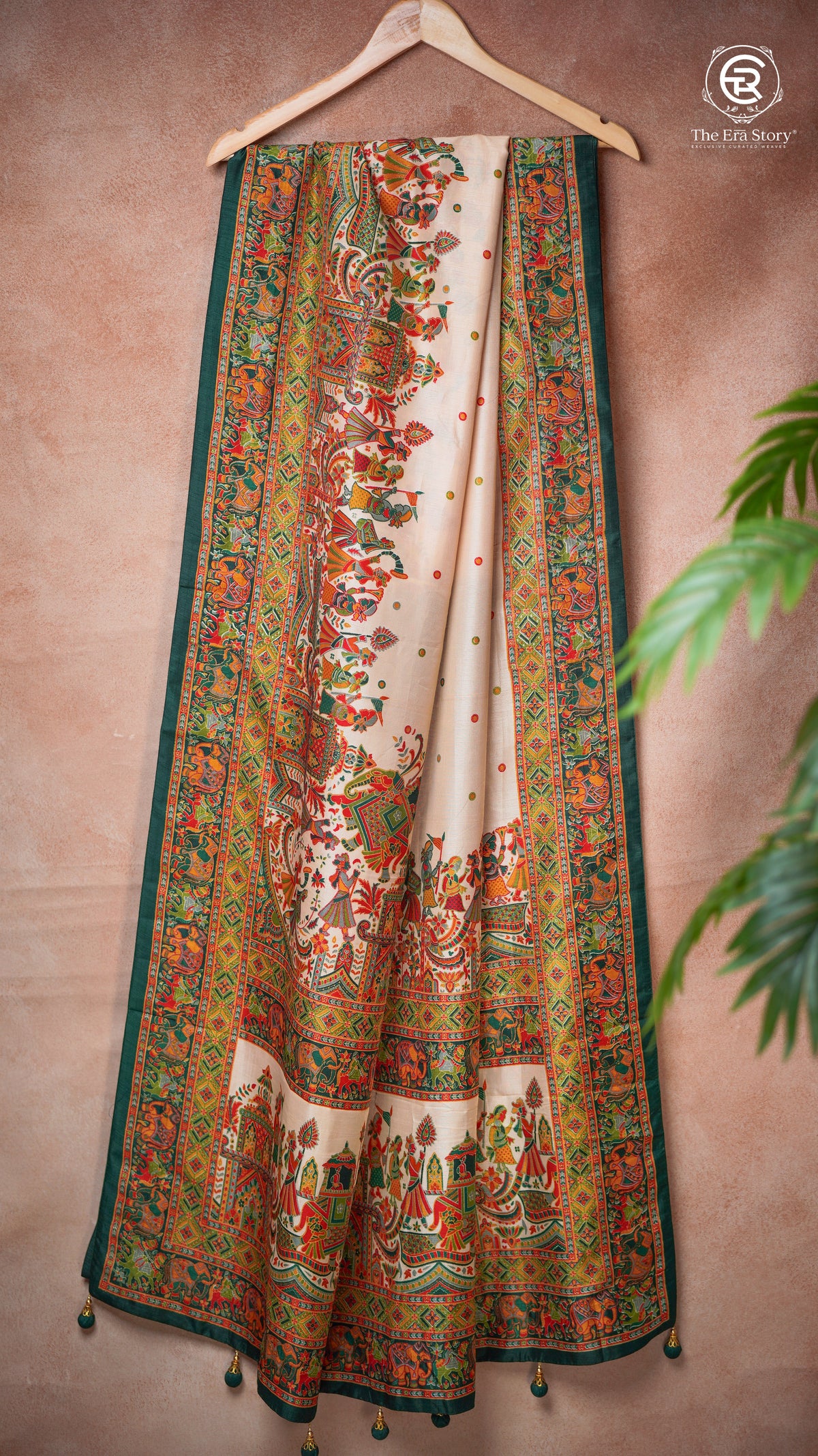 Green & Beige Festive Crepe Banarasi Silk Saree