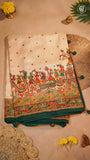Green & Beige Festive Crepe Banarasi Silk Saree