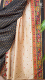 Black Beige Festive Crepe Banarasi Silk Saree