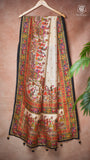 Black Beige Festive Crepe Banarasi Silk Saree
