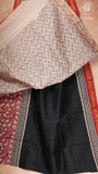 Black & Red Floral Handblocked Pure Maheshwari Cotton Sarees