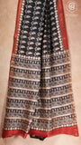 Red & Beige Mango Leaf Handblocked Pure Maheshwari Cotton Sarees