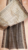 Black White & Red Mango Leaf Handblocked Pure Maheshwari Cotton Sarees