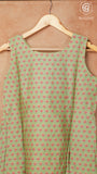Green Pink Lotus Mogra Chanderi Ready-to-Wear Kurti