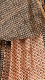 Beige & Maroon Floral Handblocked Pure Maheshwari Cotton Sarees