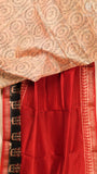 Red & Black Pine Cone Floral Handblocked Pure Maheshwari Cotton Sarees