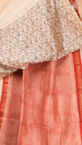 White & Red Checkered Handblocked Pure Maheshwari Cotton Sarees