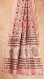Baby Pink & Red Floral Handblocked Pure Maheshwari Cotton Sarees