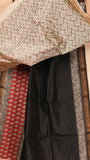 Black & Red Leaf Handblocked Pure Maheshwari Cotton Sarees