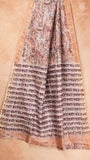 Beige Pink Floral Handblocked Pure Maheshwari Cotton Sarees