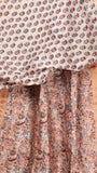 Beige Pink Floral Handblocked Pure Maheshwari Cotton Sarees