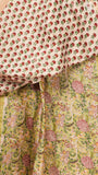 Forest Green Floral Handblocked Pure Maheshwari Cotton Sarees
