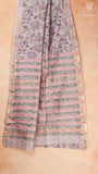 Lavender & Blue Floral Handblocked Pure Maheshwari Cotton Sarees