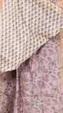 Lavender & Blue Floral Handblocked Pure Maheshwari Cotton Sarees