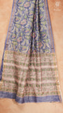 Blue & Lavender Floral Handblocked Pure Maheshwari Cotton Sarees