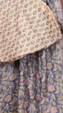 Blue & Lavender Floral Handblocked Pure Maheshwari Cotton Sarees