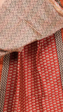 Red & Black Floral Handblocked Pure Maheshwari Cotton Sarees