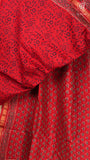Red Lotus Floral Handblocked Pure Maheshwari Cotton Sarees